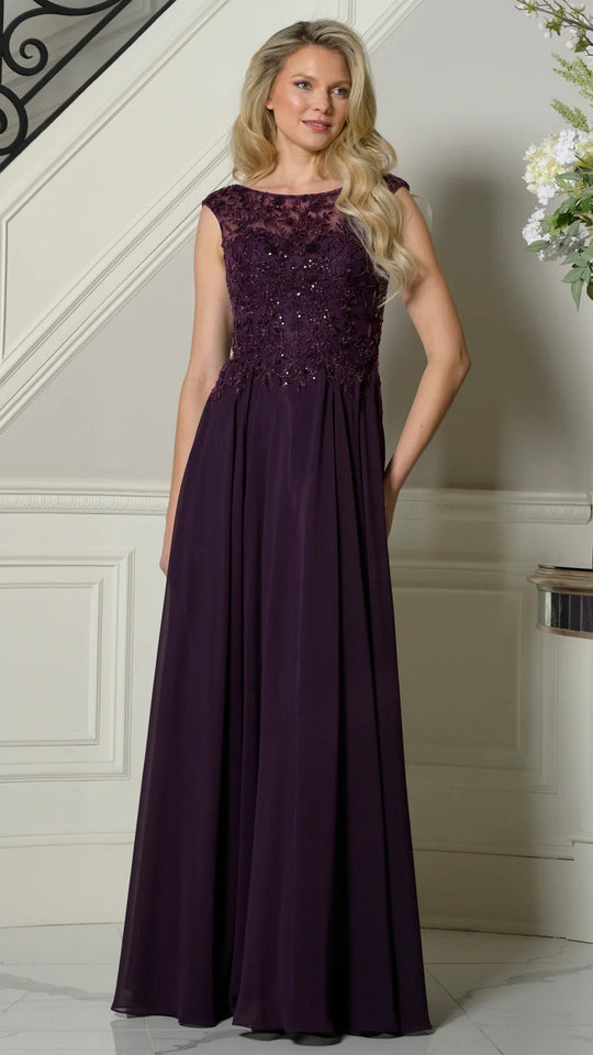 Marsoni by Colors M340 - Lace Bodice A-line Chiffon Gown