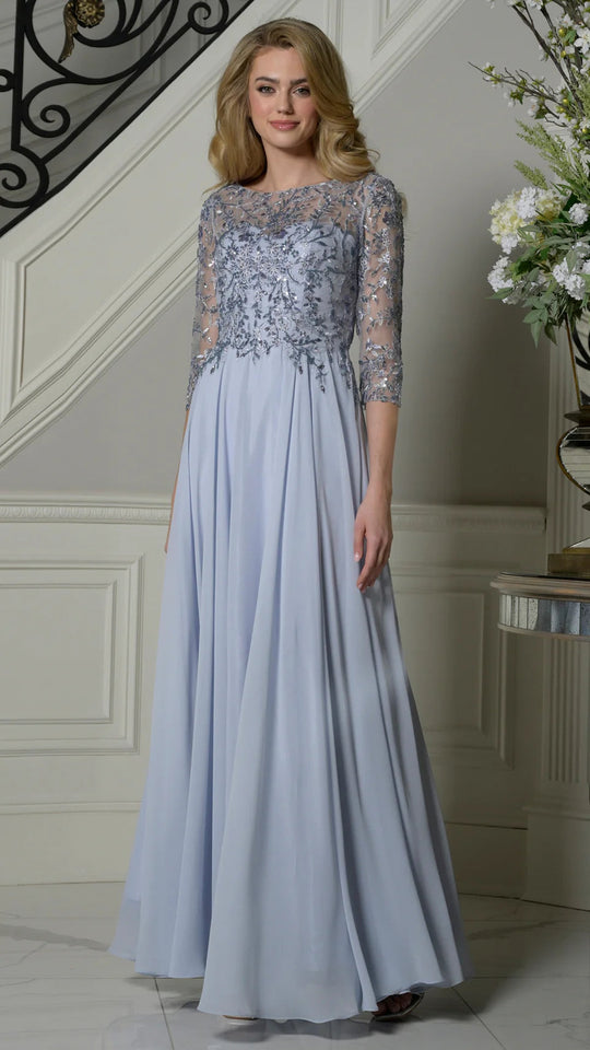 Marsoni by Colors M340SL - Three-Quarter Sleeve Lace Applique Dress