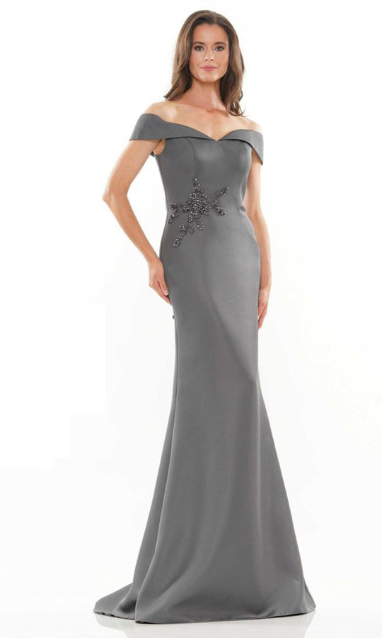 Marsoni by Colors - MV1003 Off Shoulder Jewel Accented Mermaid Gown