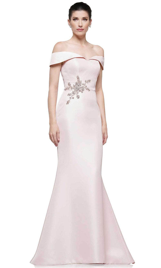 Marsoni by Colors - MV1003 Off Shoulder Jewel Accented Mermaid Gown