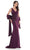 Marsoni by Colors MV1147 - Pleated V-Neck Formal Gown Mother of the Bride Dresses 4 / Eggplant