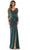 Marsoni by Colors MV1231 - Sheer Sleeve Peplum Evening Dress Evening Dresses 4 / Deep Green