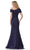 Marsoni by Colors MV1239 - Bead Embellished Short Off-Shoulder Sleeve Formal Gown Formal Gowns 14 / Eggplant