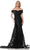 Marsoni by Colors MV1242 - Off-Shoulder Embroidered Evening Dress Evening Dresses 4 / Black