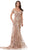 Marsoni by Colors MV1242 - Off-Shoulder Embroidered Evening Dress Evening Dresses 4 / Gold