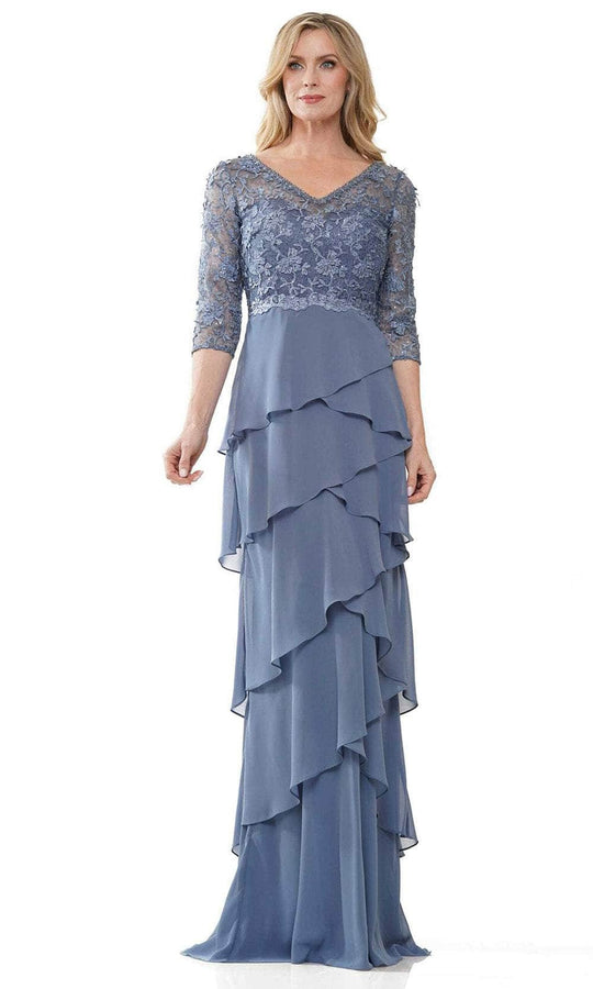 Marsoni by Colors MV1244 - Embroidered V-Neck Tiered Formal Gown