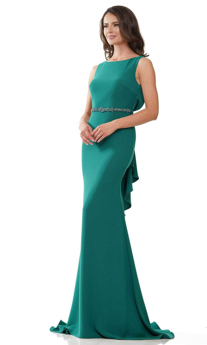 Marsoni by Colors MV1250 - Beaded Illusion Back Evening Gown Evening Dresses 4 / Emerald