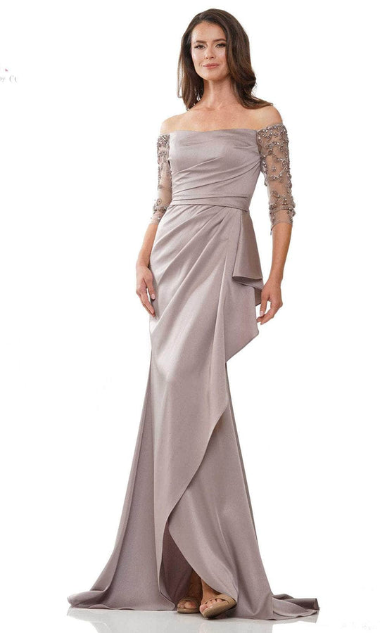 Marsoni by Colors MV1254 - Off-Shoulder Quarter Sleeve Evening Dress