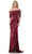 Marsoni by Colors MV1254 - Off-Shoulder Quarter Sleeve Evening Dress Evening Dresses 4 / Wine