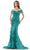 Marsoni by Colors MV1256 - Plunging Beaded Lace Formal Gown Formal Gowns 4 / Navy
