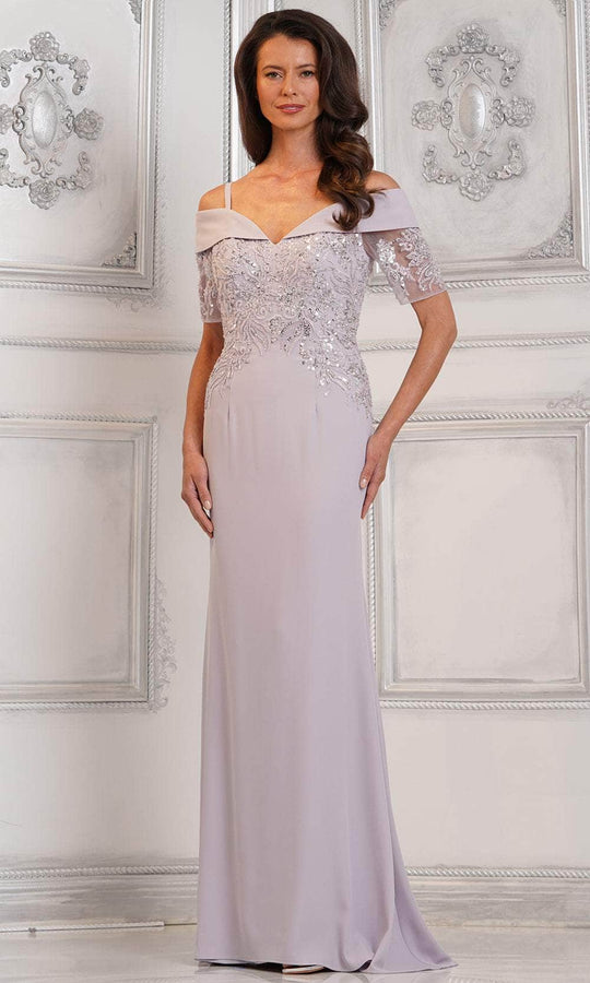 Marsoni by Colors MV1295 - Off Shoulder Illusion Sleeve Formal Gown