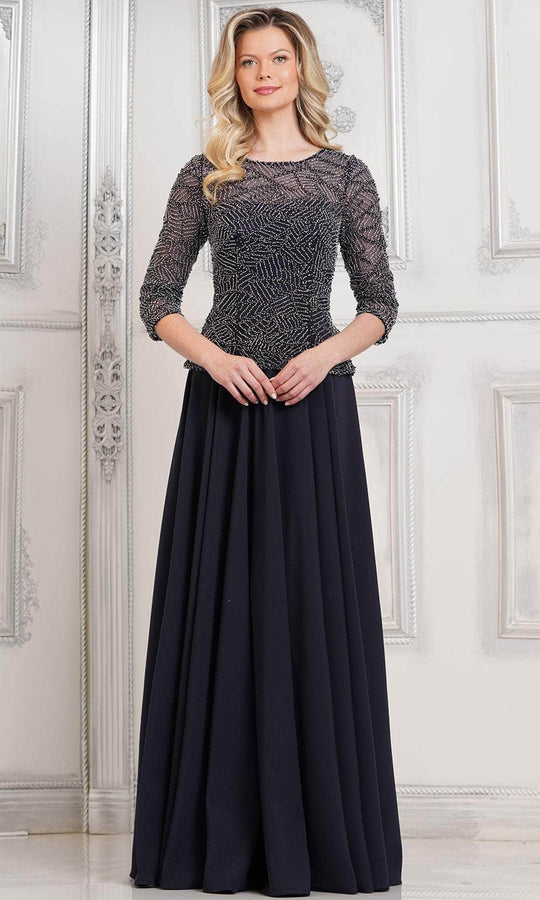 Marsoni by Colors MV1319-1 - Beaded Quarter Sleeve Long Dress