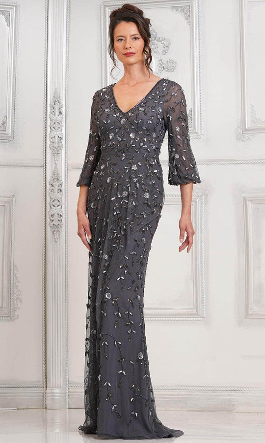 Marsoni by Colors MV1320 - Floral Sequin V-Neck Formal Gown