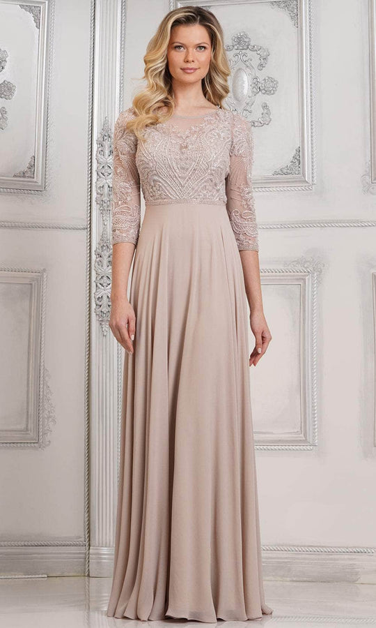 Marsoni by Colors MV1322 - Embroidered Quarter Sleeve Formal Dress