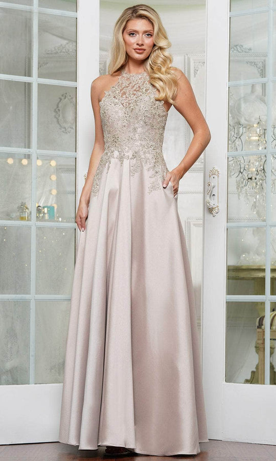 Marsoni by Colors MV1329 - Embroidered Halter A-line Gown