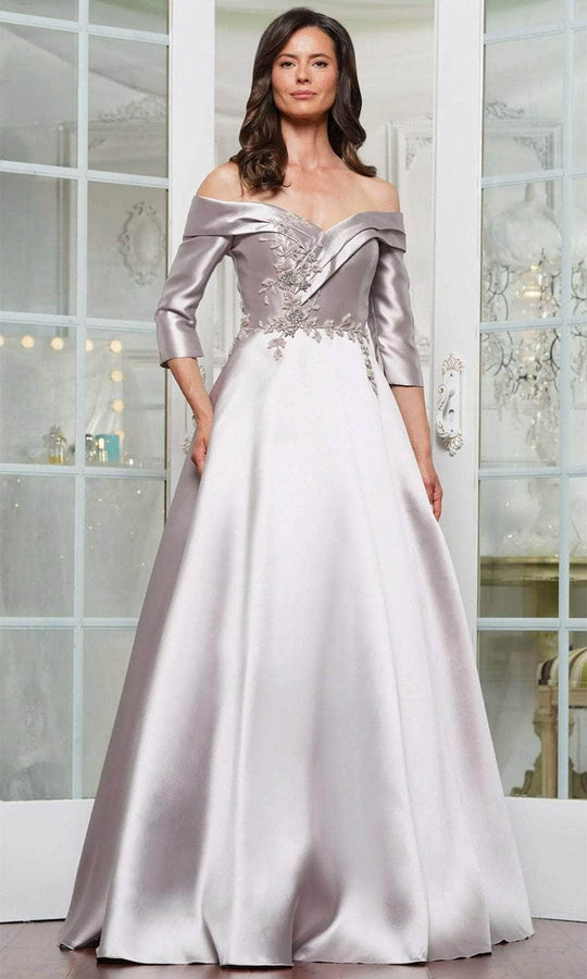 Marsoni by Colors MV1336 - Quarter Sleeve Applique Evening Dress