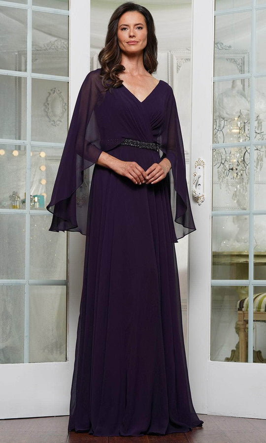 Marsoni by Colors MV1350 - Capelet Surplice V-Neck Formal Gown