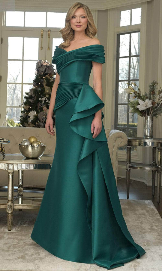 Marsoni by Colors MV1354 - Off Shoulder Ruffle Draped Gown