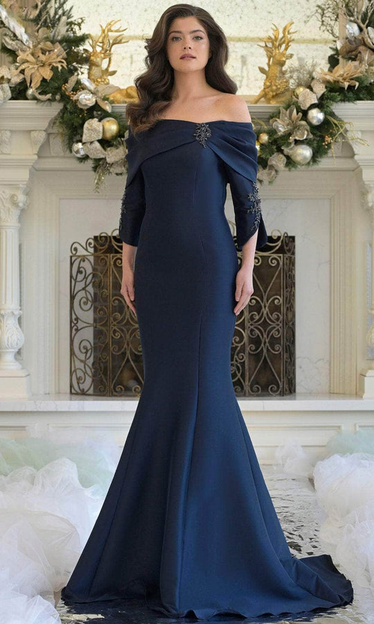 Marsoni by Colors MV1360 - Elegant Off-Shoulder Floor-Length Gown