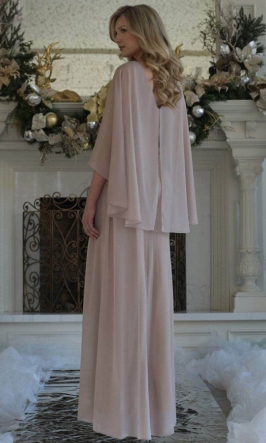 Marsoni by Colors MV1361 - Cape Sleeve Beaded Waist Gown