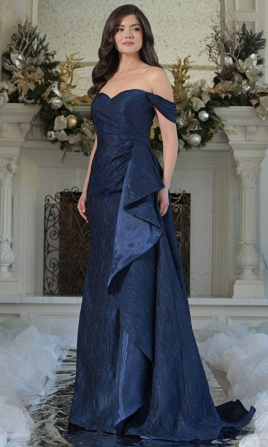 Marsoni by Colors MV1365 - Off Shoulder Textured Sheath Gown