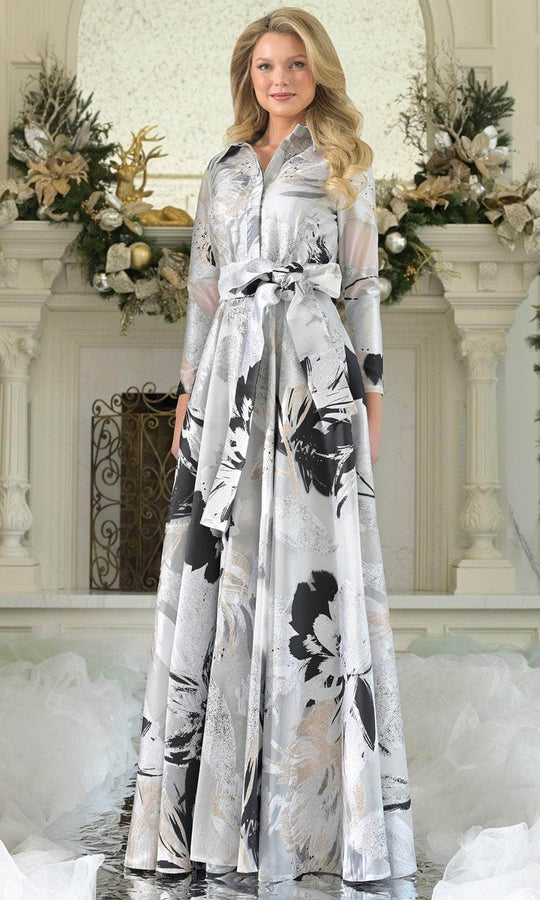 Marsoni by Colors MV1367 - Printed A-line Evening Gown with Collar