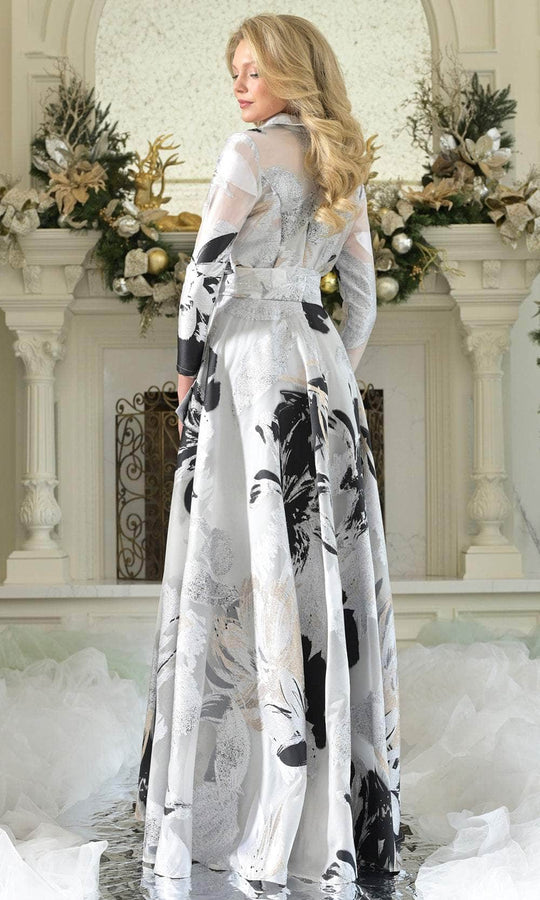 Marsoni by Colors MV1367 - Printed A-line Evening Gown with Collar
