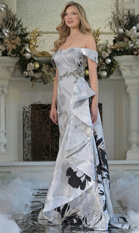 Marsoni by Colors MV1368 - Textured Off Shoulder Sheath Gown