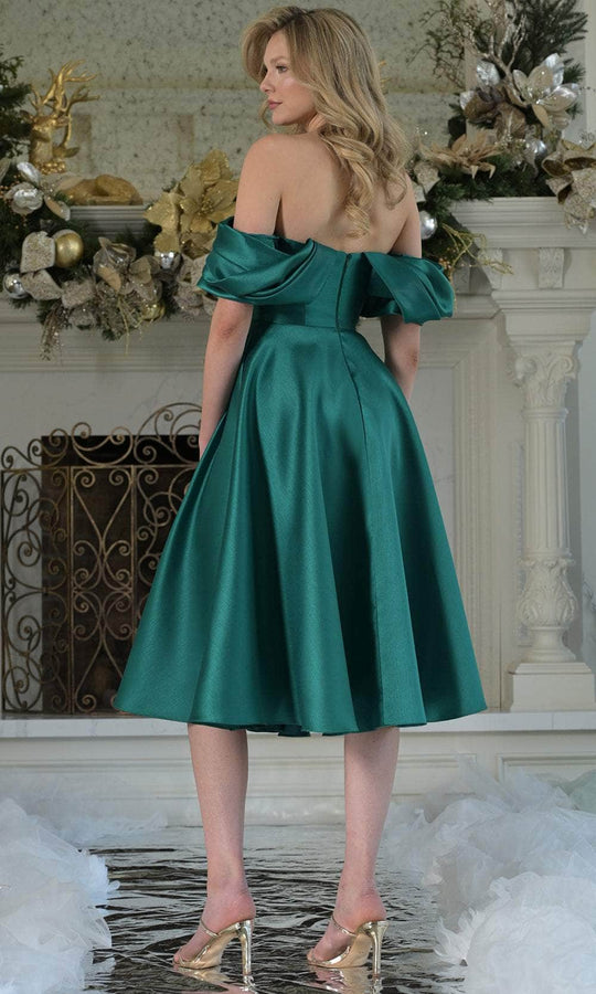 Marsoni by Colors MV1369 - Off Shoulder Tea-Length Dress