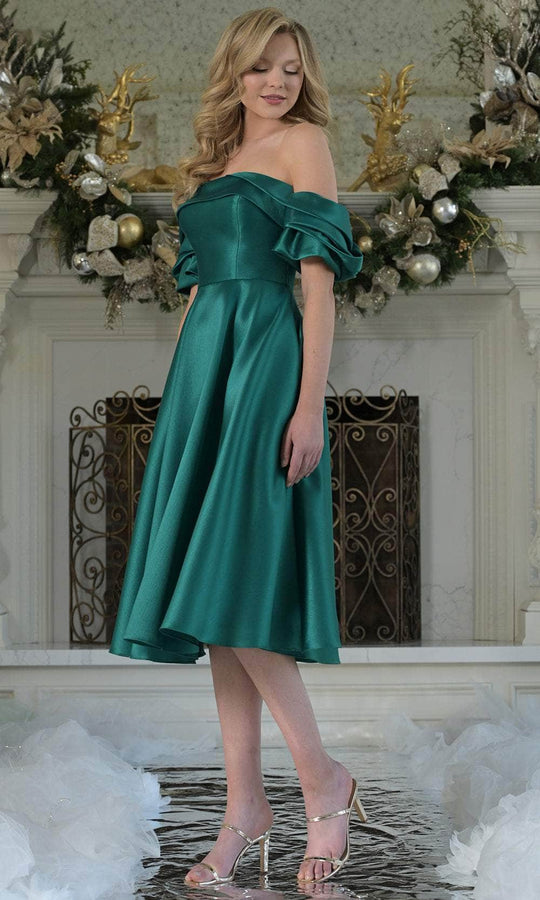 Marsoni by Colors MV1369 - Off Shoulder Tea-Length Dress