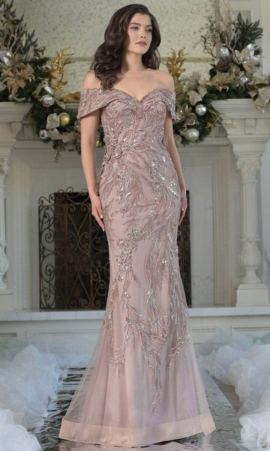 Marsoni by Colors MV1372 - Beaded Off Shoulder Evening Gown