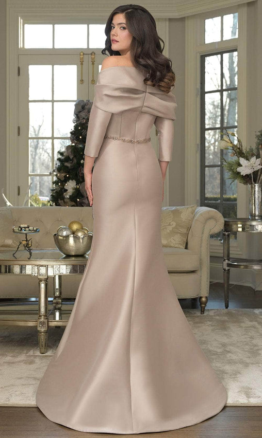 Marsoni by Colors MV1374 - Off-Shoulder Floral Applique Gown