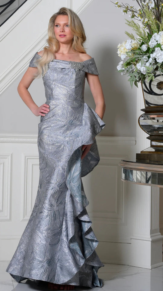 Marsoni by Colors MV1381 - Off Shoulder Gown with Ruffle Detail