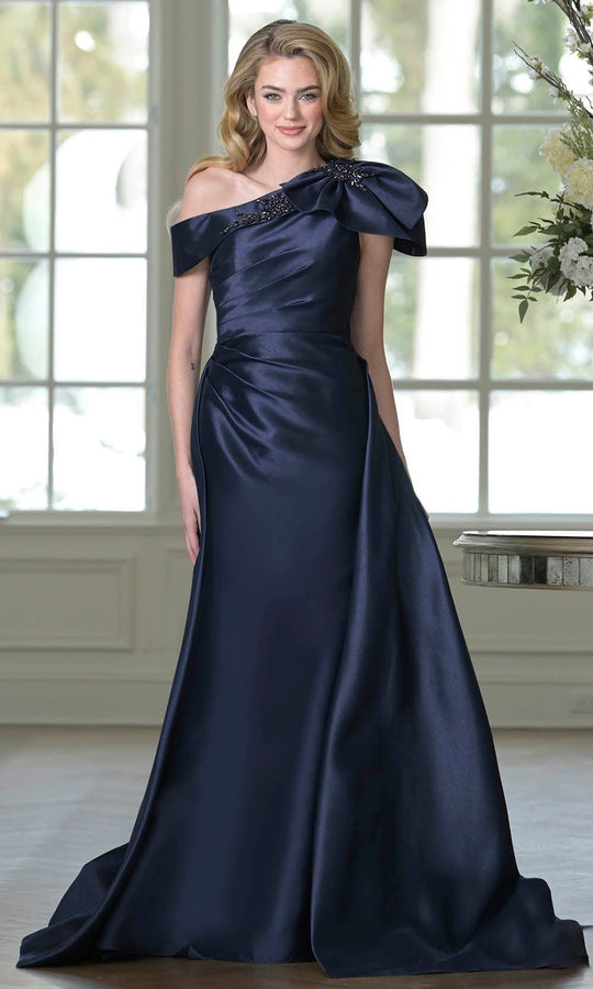 Marsoni by Colors MV1408 - Shoulder Bow Accent Overskirt Formal Dress
