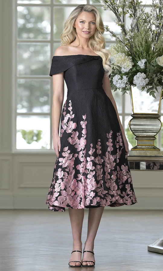 Marsoni by Colors MV1414 - Floral Skirt Off Shoulder Formal Dress