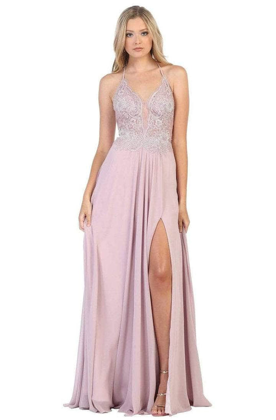 May Queen - RQ7781 Embellished Sleeveless Evening Gown