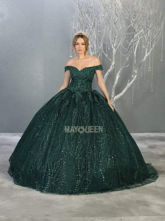 May Queen - LK153 Beaded Appliqued Off Shoulder Ballgown