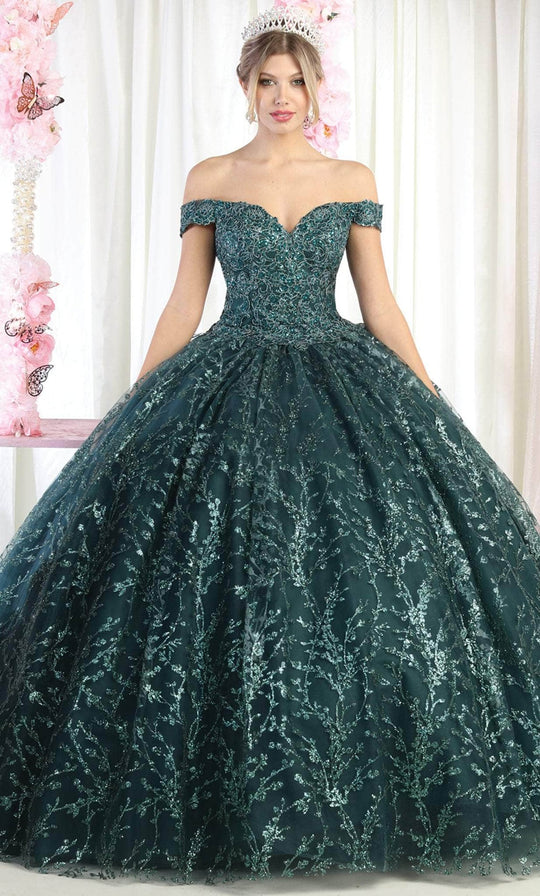 May Queen LK183 - Rosette Glitter Quinceanera Ballgown