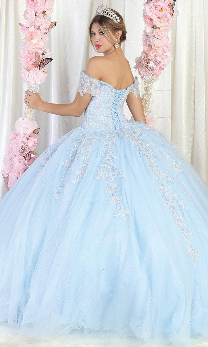 May Queen LK187 - Off Shoulder Embroidery Quinceanera Gown Ball Gowns 2 / Babyblue