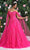 May Queen LK191 - Cape Sleeve Applique Gown Prom Dresses 2 / Fuchsia