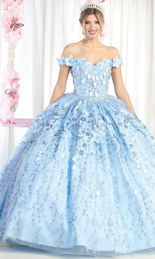 May Queen LK192 - Off Shoulder Floral Quinceanera Gown