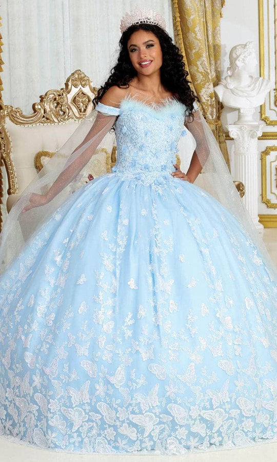 May Queen LK197 - Feather Trimmed Ballgown