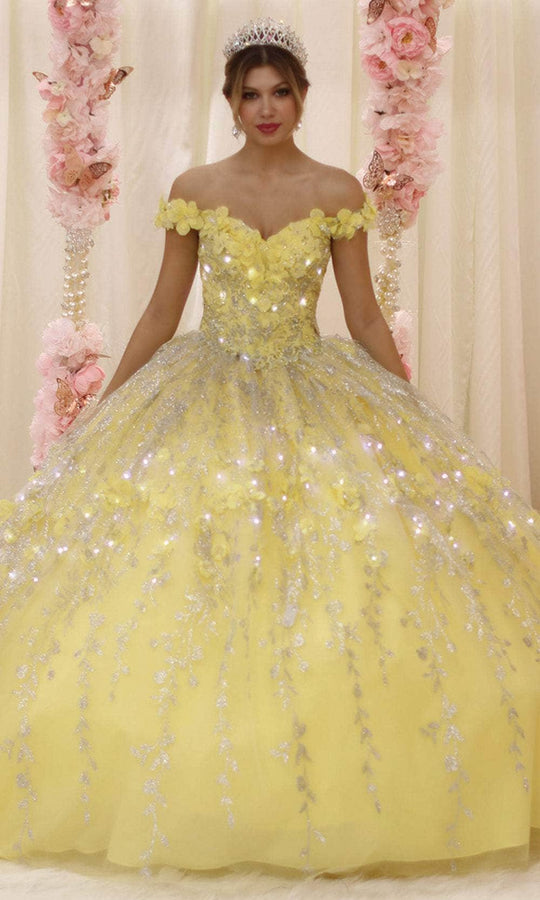 May Queen LK198 - Off Shoulder Glittered Ballgown
