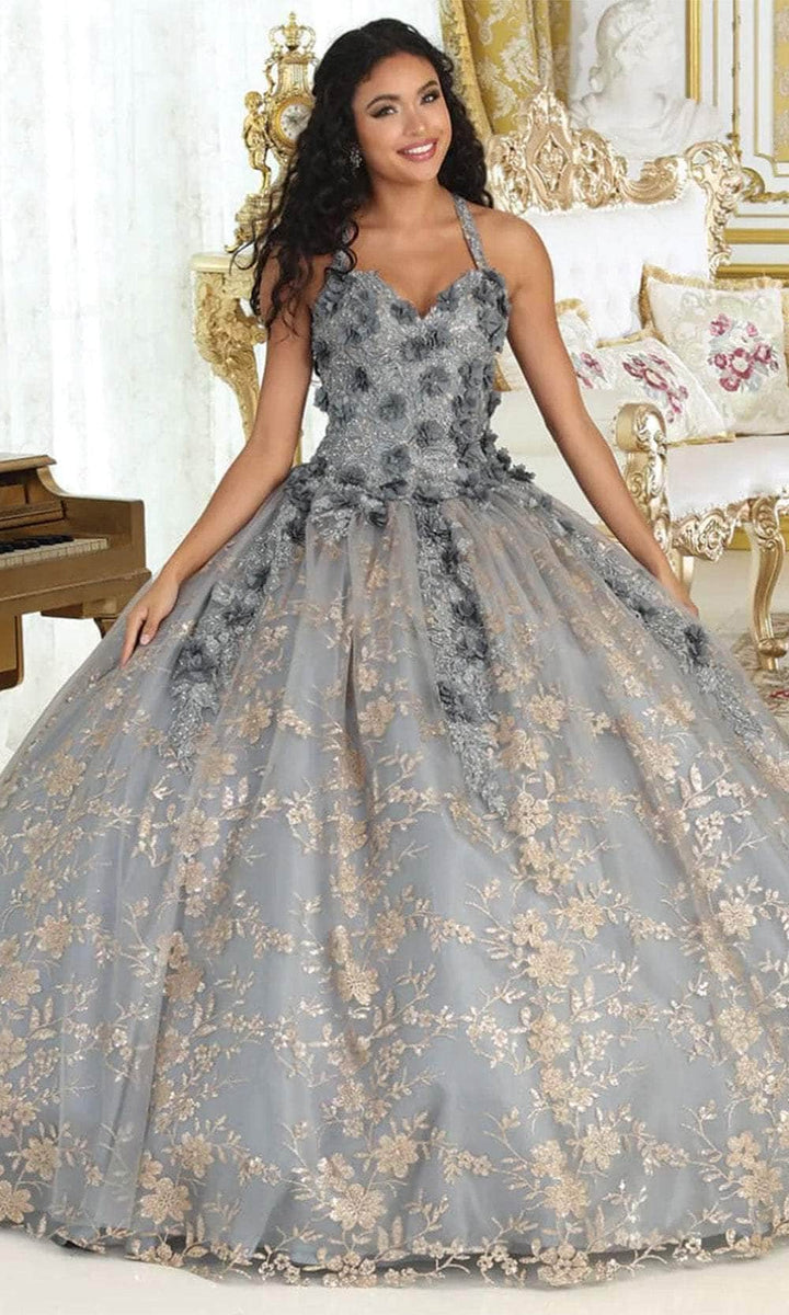 May Queen MQ2017 Glitter Motif Backless Gown