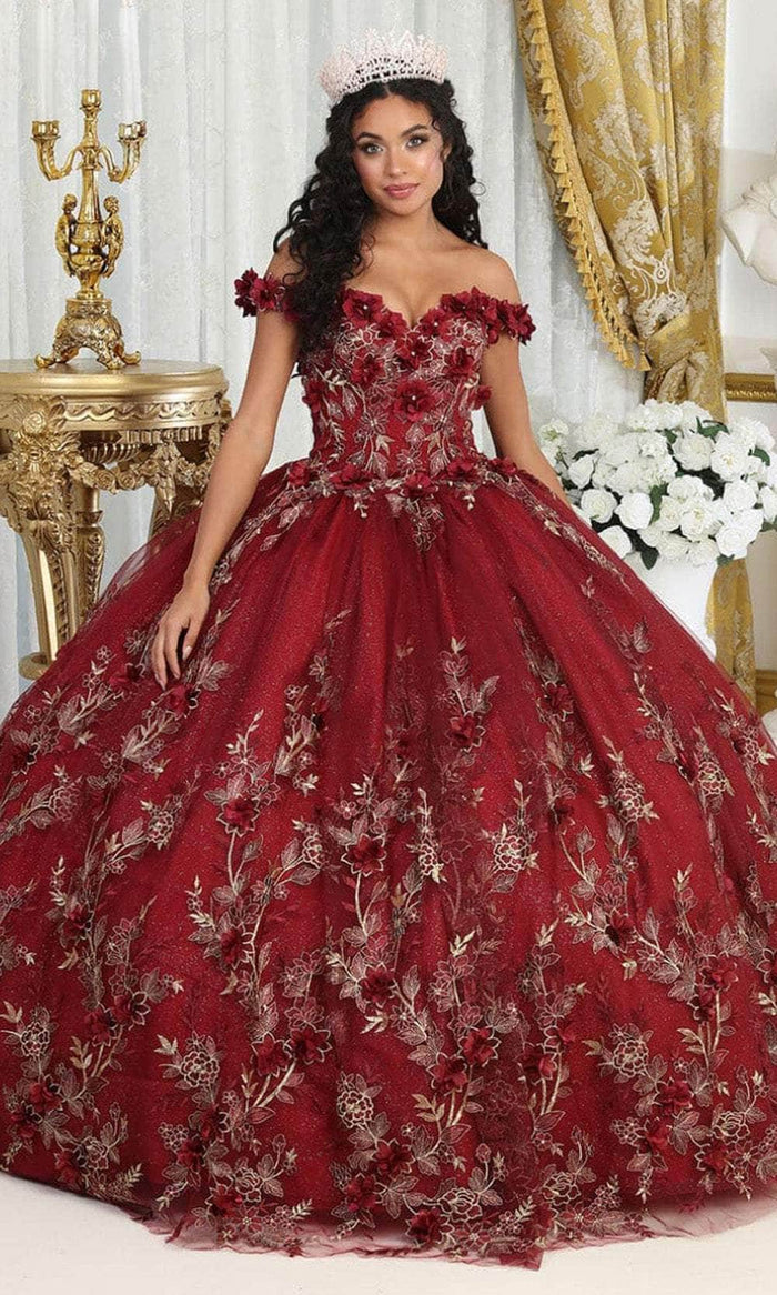 May Queen LK215 - Floral Embroidered Ballgown Quinceanera Dresses 4 / Burgundy