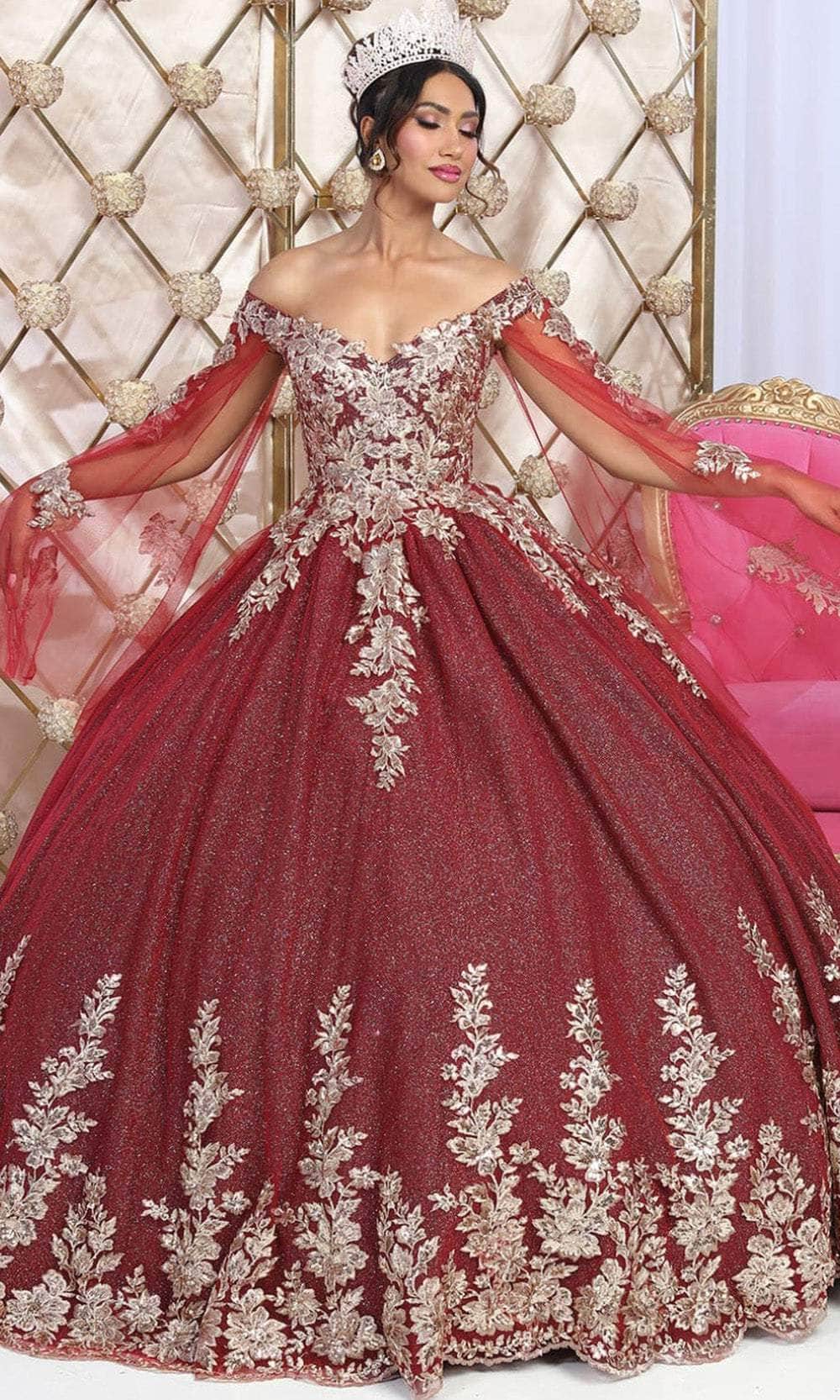 May Queen LK221 - Cape Sleeve Corset Ballgown Couture Candy May Queen LK221 - Cape Sleeve Corset Ballgown Couture Candy