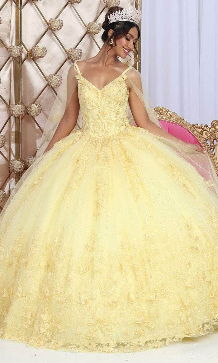 May Queen LK226 - Spaghetti Strap Embroidered Ballgown Ball Gowns 4 / Yellow