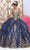 May Queen LK231 - Embroidered Off Shoulder Ballgown Quinceanera Dresses 4 / Navy/Gold