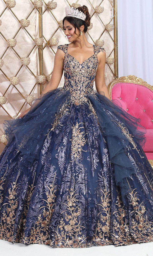 May Queen LK231 - Embroidered Off Shoulder Ballgown