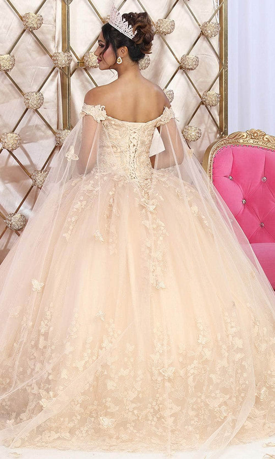 May Queen LK236 - Off Shoulder Butterfly Ballgown